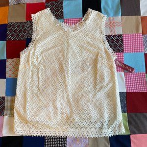 NWT Merona White Lace Embellished Shell Tank Sz XXL